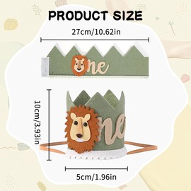 1st Birthday Hat Boy Girls Green Lion Wild One Hat Birthday Decorations 1st Birthday Hat Jungle Animal Theme One Birthday Decorations Crown First Birthday Hat Baby Birthday Decorations 1st