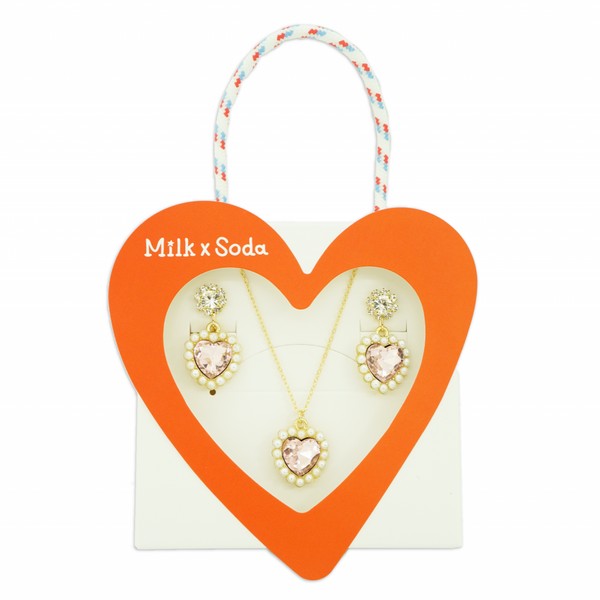 Milk x Soda Set | Diamond Heart Earrings and Necklace