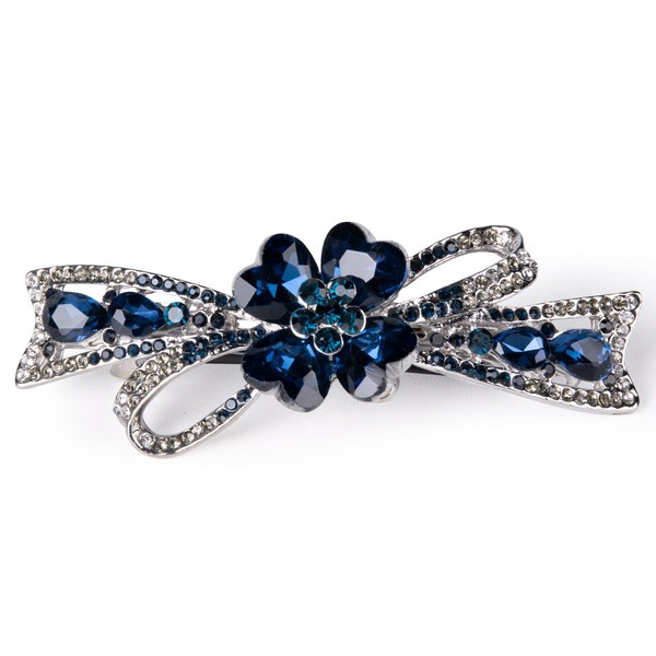 Dalababa Diamond Hair Clips for Women Rhinestone Bow Hair Accessories Crystal Hair Accessories for Bride Wedding Girls Party Gift (Blue)