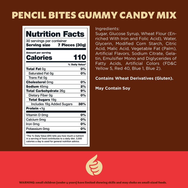 Pencil Bites Gummy Candy Mix | 2-Pound Pack | Assorted