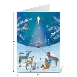 Current God's Gift Religious Christmas Cards with Envelopes - Set of 18 Large 5 x 7-Inch Folded Cards, Wildlife, Deer, Fox Holiday Card Value Pack