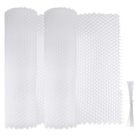 SEUNMUK 2 Rolls 16 Inch x 9.8 Ft White Plastic Chicken Wire Fence Mesh, Decorative Versatile Plastic Mesh Fence Garden Fencing with 40 Zip Ties, Temporary Fencing for Yard