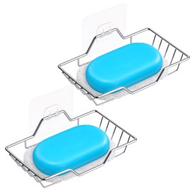 2 Pack soap Holder Shower, Adhesive soap Dish for Bathroom Whit soap Saver