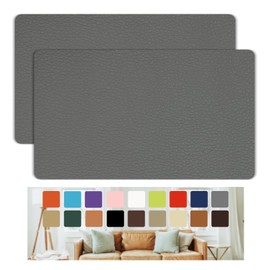 Giftmeet Self Adhesive Leather Repair Patch, Gray Vinyl Repair Patch Kit for Car Seat, 8×12 Inch Sofa Leather Repair Patch Furniture for Couch, Handbag, Kitchen Stools, Cabinets, Wall 2 Pcs