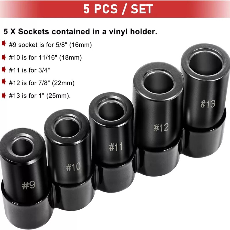 LIS 71670 Large Tap Socket Set For 5/8", 11/16", 3/4",