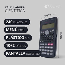 Calculadora científica, Calculadora Digital cientifica para Ingeniería, Escuela y Universidad, Pantalla 2 líneas, Compatible para Escuelas y Negocios - Ofituria (F-82MS)