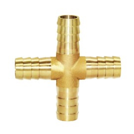 Joywayus 15mm Hose Barb 4 Way Union Fitting Pipe Cross Intersection/Split Brass Water/Fuel/Air