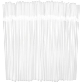 100PCS flexible plastic straws, black disposable curved party straws 8.26 inches long straw party decoration (200, transparent)