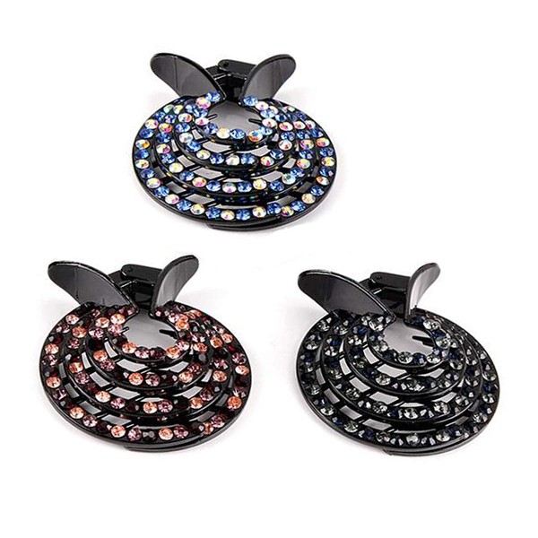 3PCS Rhinestone Hair Clip for Women Ponytail Holder Hair Accessory