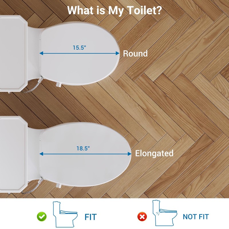 Homfan Non-Electric Round Bidet Toilet Seat with Self-Cleaning Dual Nozzles,