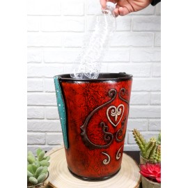 Ebros Gift Western Cowgirl Red Valentines Love Heart Lace Scrollwork Waste Basket Trash Bin