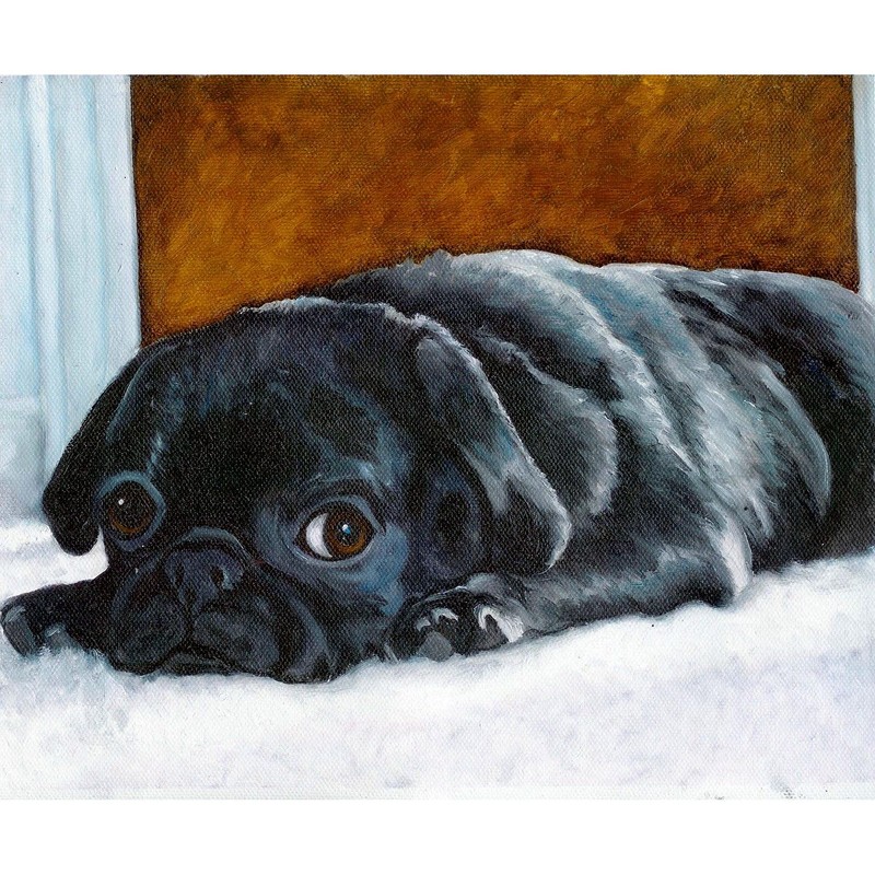 CafePress Resting Black Pug Puppy Rectangle Magnet, 3"x2" Refrigerator Magnet