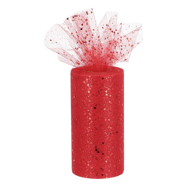sourcing map 6" Wide 50 Yards Sequin Tulle Ribbon Rolls