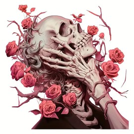 Pink Rose and Skull Iron On Transfers for T-Shirts Rub on Transfers Stickers Vinyl Ready to Press Stickers Iron on Decals for T-Shirts Clothing Hoodie DIY Crafts