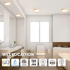 GREENLUX 7" LED Flush Mount Ceiling Light，120V 16W 900LM，3000K Warm White Round Flat Panel Light, Surface Mounted Downlight（White）