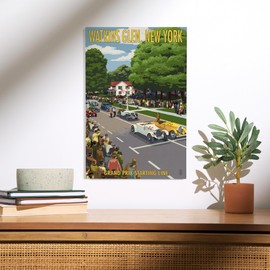 Lantern Press 12x18 Inch Premium Wood Sign, Ready to Hang Wall Decor, Watkins Glen State Park, New York, Grand Prix Starting Line