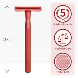 Metal Razor | Wet Razor Men and Women | Razor Plastic-Free | Metal Razor Sustainable | Single Blade Razor | Safety Razor for Men and Women | Red | Bambaw