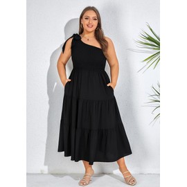 Bridal Shower Dresses for Bride Plus Size Womens Dresses Spring Summer Wedding Guest Dresses Black 18W 2X