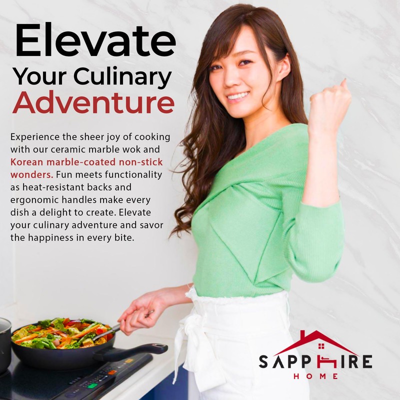 HOME N KITCHENWARE Nonstick Ceramic Wok, Frying Pan - Premium