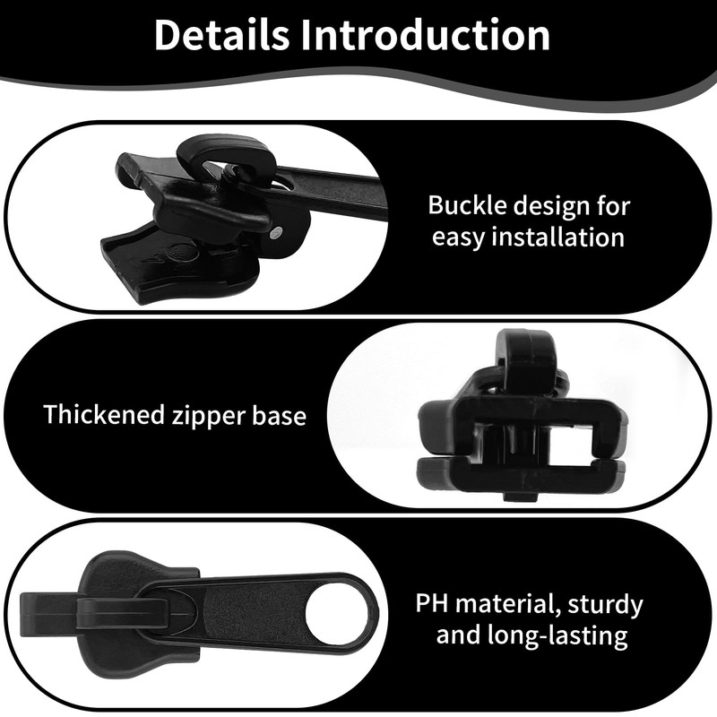 6 Pcs Zipper Pull Replacement, Zip Slider Repair Kit 3