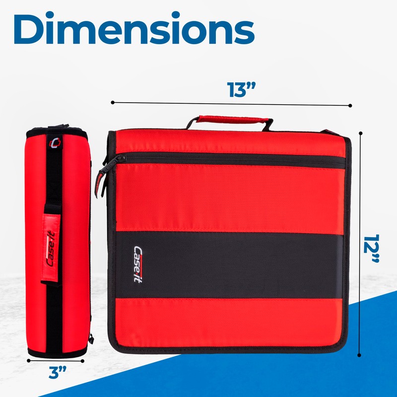 Case-it Classic Zipper Binder | 2-Inch O-Rings, 350 Sheet Capacity,