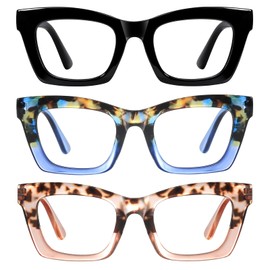 resjok Oprah Reading Glasses for Women-3Pack Blue Light Blocking Fashion Readers with Spring Hinge Computer Square Eyeglasses(Mix1, 1.0x)