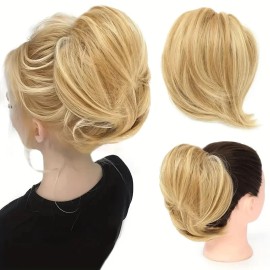 Realistic Texture Hair Bun Scrunchie for Women Elegant Chignon Style with Elastic Band Essential Daily Wear Synthetic Hairpiececolor: #24H613