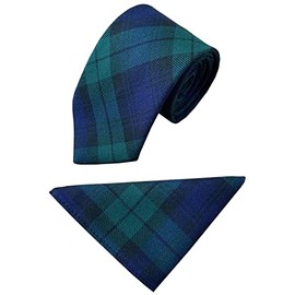 Men's Black Watch Tartan Neck Tie & Hanky Set