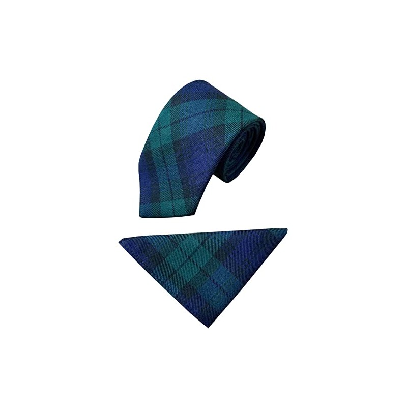 Men's Black Watch Tartan Neck Tie & Hanky Set