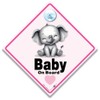 Baby on Board Car Sign with Suction Cup, Baby Elephant