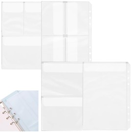 Stoooduo Personal Organizer Refill, Pockets, A5 Size, 4 Types, Standard 6 Holes, Binder Pocket, PVC, Business Card Holder, Replaceable, Multi-functional, Anti-lost