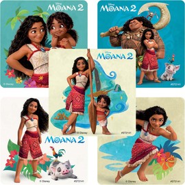 SmileMakers Moana 2 Movie Stickers, 2.5 Inches, 100 Count, 5 Assorted Designs