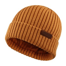 MAGISDU Baby Winter Hat Children's Merino Hat Boys and Girls Wool Hat Knitted Hat Winter Beanie Thermal Fleece Lined, Teal yellow