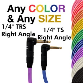 COLUBER CABLE Right Angle 1/4" TRS to Right Angle 1/4" TS - 3 Feet - Red - Pro 3-Pin Microphone Connector for Powered Speakers, Audio Interface or Mixer for Live Performance & Recording