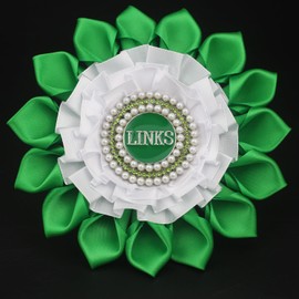 Greek Links Flower Brooch Pin for Women Links Gift Sorority Paraphernalia Gift Pearl Rhinestone 5.5" Links Corsage for Soror, 5.5", Crystal, crystal