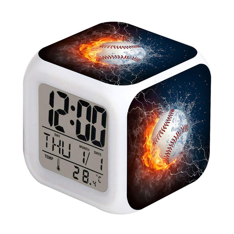 Cointone Led Alarm Clock Baseball Burning Sport Design Creative Desk