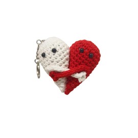 Crochet Potato Couple with Heart, Crochet Heat Hug Keychain, Hug Each Other Bag Charm Gift for Lover, Plushie Table Decor, Cheer Up Gift - Style: Hug Heart Keychain