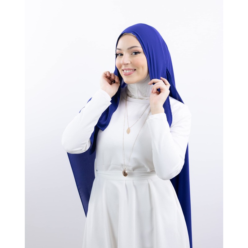 Muslim Women Luxury Crepe Tie Hijab, royal