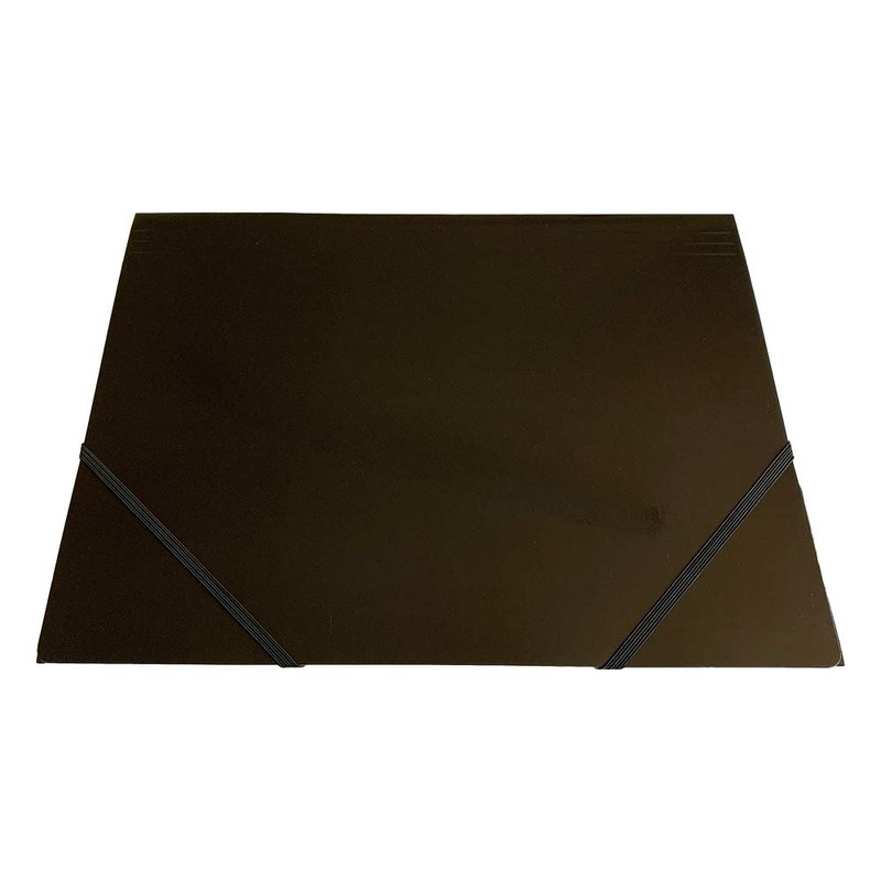 Janrax A4 Black Laminated Card 3 Flap Folder with Elastic