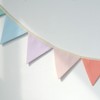 JUIIZAY Pennant Banner Flags Pastel Fabric Triangle Bunting Garland