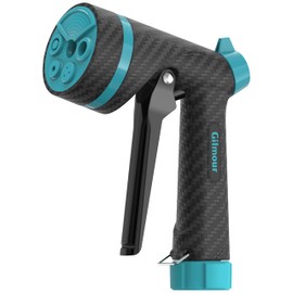 Gilmour Heavy Duty Graphite Front Control Garden Hose Nozzle with 5 Pre-set Spray Patterns and Swivel Connect