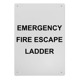 Emergency Fire Escape Ladder Sign, 8.5 x 11 in" OSHA Compliant Fire Ladder Sign, Weatherproof Plastic, UV resistant & Easy-to-Read Signage