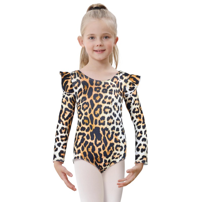 Tziharora Gymnastics Leotards for Girls,Ruffle Long Sleeve Leotards For Girls,Athletic