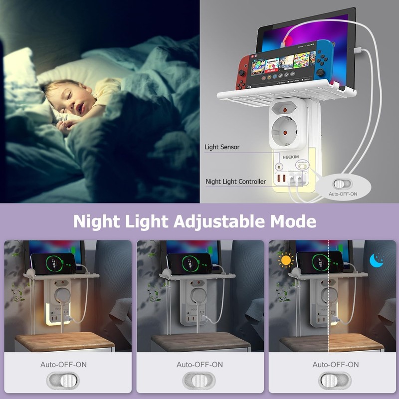 HEEKIM LED Night Light with Stand and Socket, Night Light