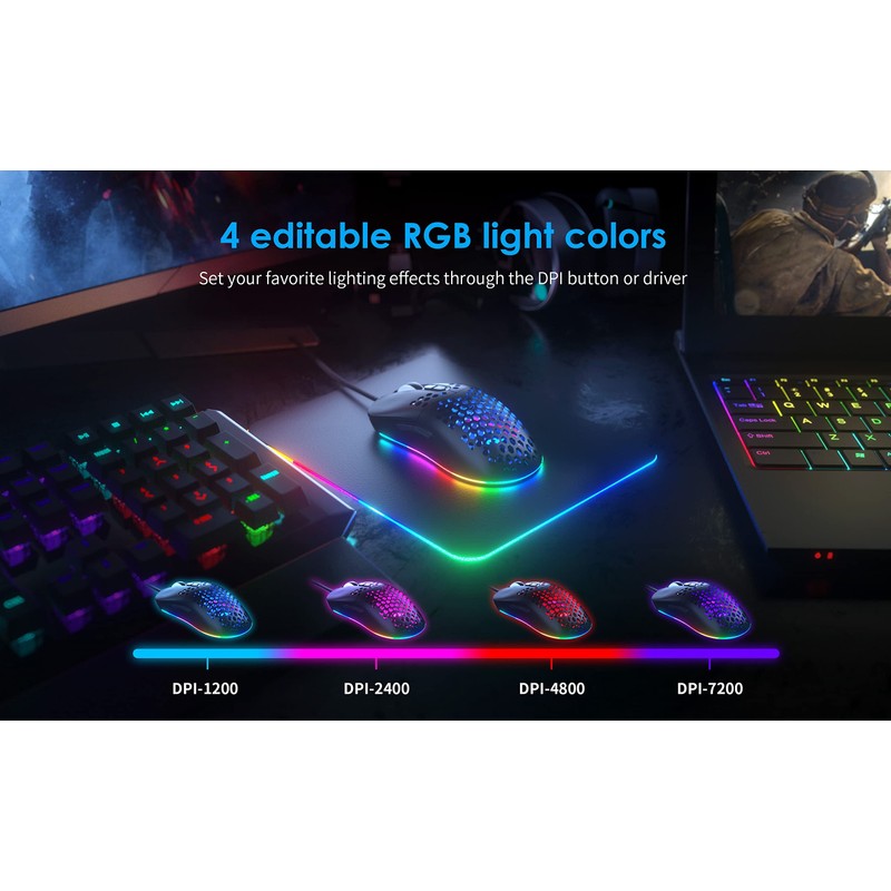 CYD C306 Kabelgebundene Gaming-Mäuse mit 7200 DPI Sensor, Gaming-Mäusen mit