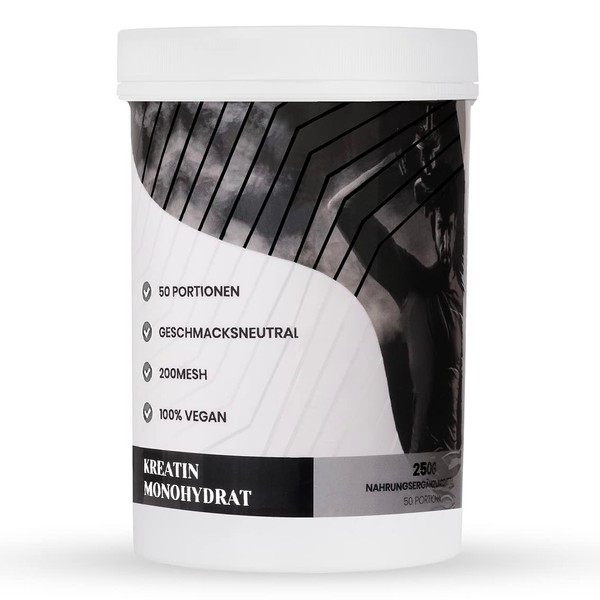 Creatine Monohydrate Powder 250 g | Creatine Monohydrate | Creatine Powder | Ceratin Pullver | Fineness: 200 Mesh | For Active People and Athletes | 50 Servings
