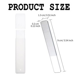 6 Pieces White and Gray Glass Nail Files, Nano Glass Nail Shine Buffer Polisher, Glass Nail File with Case for Natural Nails, Glass Nail Shiner and To