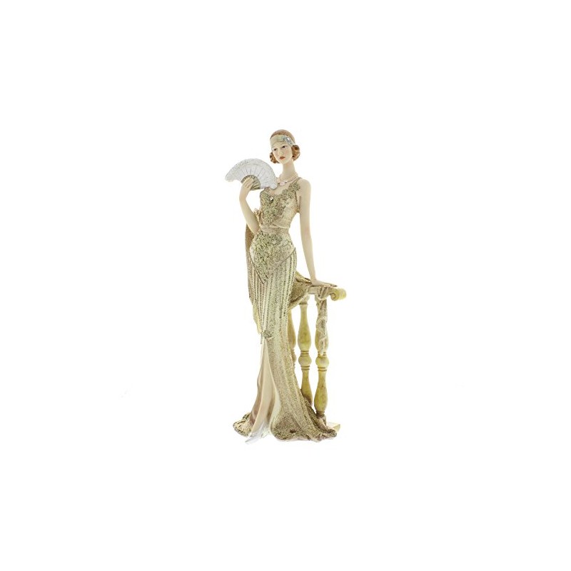 WWID Art Deco"Broadway Belles" Lady Gold/Cream Dress Figurine Ornament 34cm