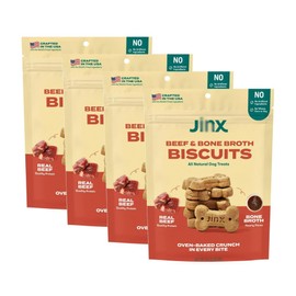 (4 Pack) Beef Bone Broth Biscuits, Crunchy Dry Dog Treats - Vitamin-Rich Pumpkin, Chia Seeds, Apple, Blueberries, Spinach, and More, Great Taste That Your Dog Will Love