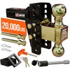 Adjustable Drawbar Trailer Hitch - 20,000 LBS, Fits 2 and 2-5/16 Inch Balls, US Gov Tested & Certified, for RV Towing, Motorcycles & Powersports